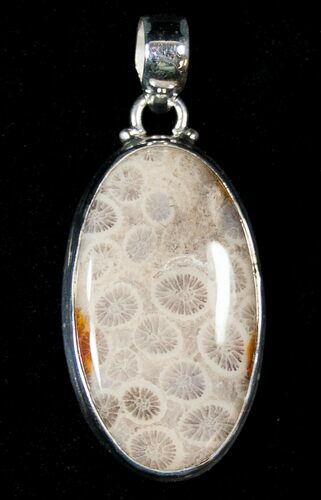 Million Year Old Fossil Coral Pendant - Sterling Silver #16824
